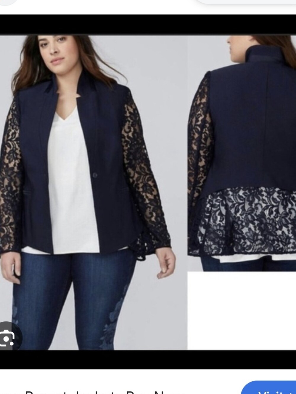 Lane Bryant Lace Sleeve Blazer Sz.18 NWT Navy Blue